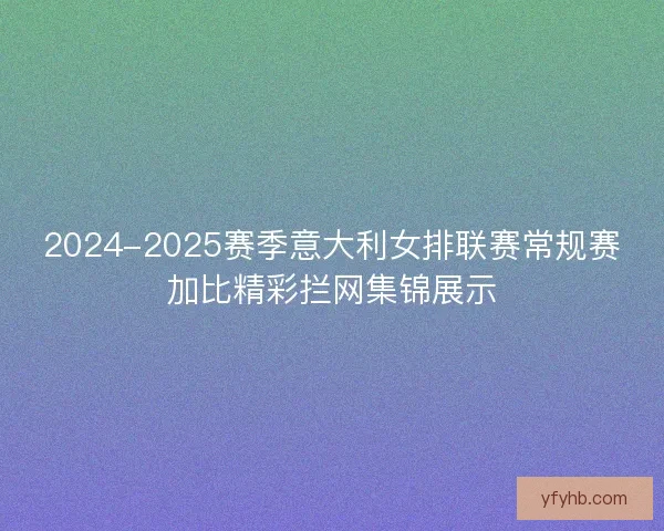 2024-2025赛季意大利女排联赛常规赛加比精彩拦网集锦展示